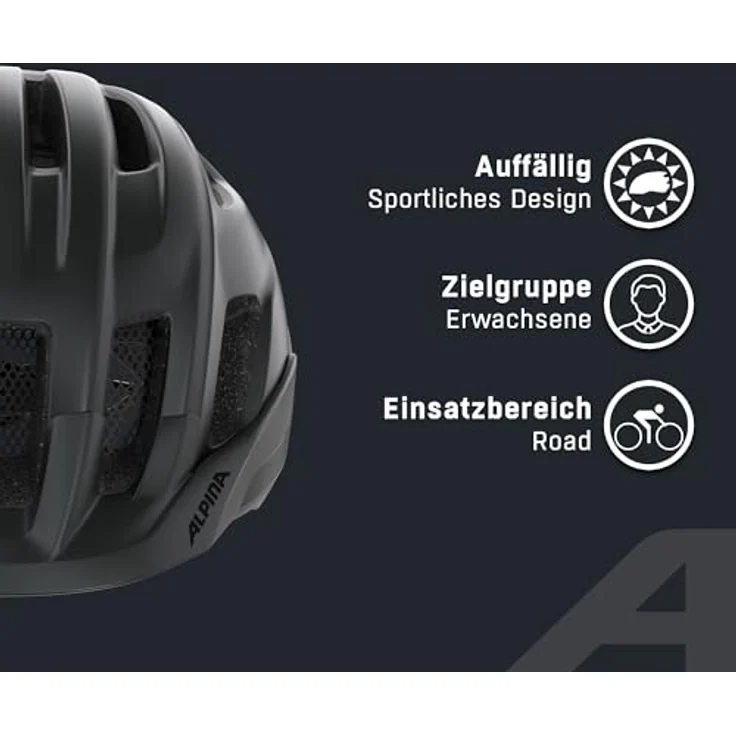 ALPINA Trekking-Fahrradhelm Paranus, schwarz, mit stoßabsorbierender EPS-Innenschale und großer Luftzirkulation – Bild 3