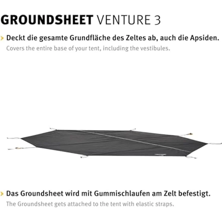 Wechsel Venture 3 Zeltboden schwarz, wasserabweisend, robust, 7.000 mm Wassersäule – Bild 4