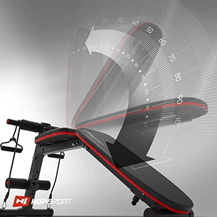 Hop-Sport klappbare Hantelbank HS-1030 mit Beinfixierung - verstellbare Trainingsbank für Bankdrücken oder Sit-ups – Bild 4