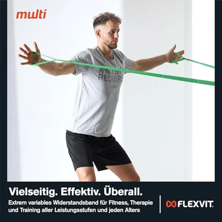 FLEXVIT Multi Fitness (Grün), Vielseitiges Widerstandsband mit eingenähten Schlaufen, hautfreundlich und robust, ideal für Outdoor-Training, made in Germany – Bild 4