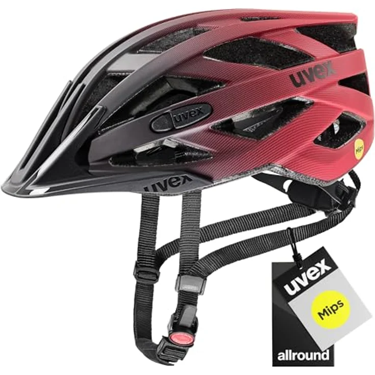 Uvex Sports i-vo cc Mips, Velohelm für 56-60 cm, schwarz-rot, mit integrierter Sonnenblende und 24 Belüftungsöffnungen – Bild 1