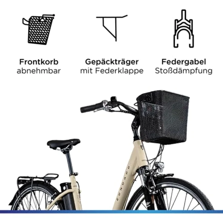 Zündapp Z517 E Bike Damenfahrrad, 28 Zoll, 155-190 cm, 7 Gang Nabenschaltung, Rücktrittbremse, Vorderradmotor, 374 Wh Akku, inklusive Beleuchtung und Frontkorb – Bild 5