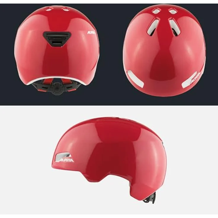 ALPINA Hackney, leichter und bruchfester Fahrradhelm für Kinder, optimal klimatisiert mit nachrüstbarem LED, red Gloss, S (47-51 cm) – Bild 4