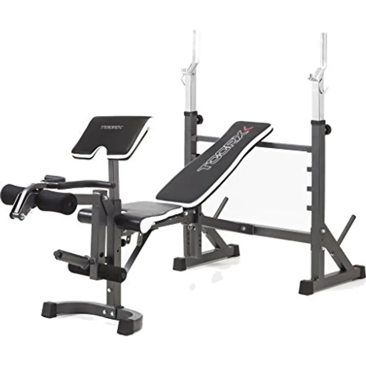 Toorx Fitness Professional Weight Bench WBX-90, Hantelbank mit verstellbarer Sitz- und Rückenlehne, verstärkte Stahlkonstruktion, schwarz/rot