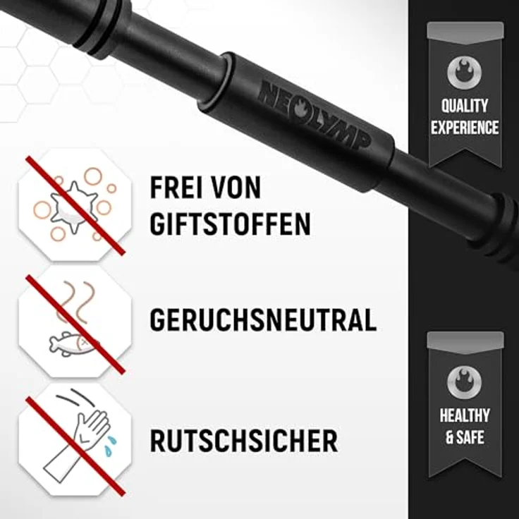 NEOLYMP Klimmzugstange Türrahmen ohne Schrauben mit Pull up Bar E-Book - Klimmzug Stange verstellbar 70-100 cm mit Gewindesperre für sicheren Halt bis zu 200kg (Schwarz) – Bild 3
