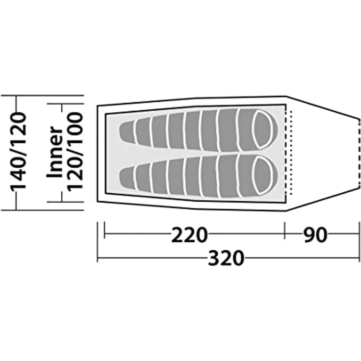 Robens Arch 2, Tunnelzelt für 2 Personen, 2.30 kg, konisch zulaufendes Design mit Vorraum – Bild 3