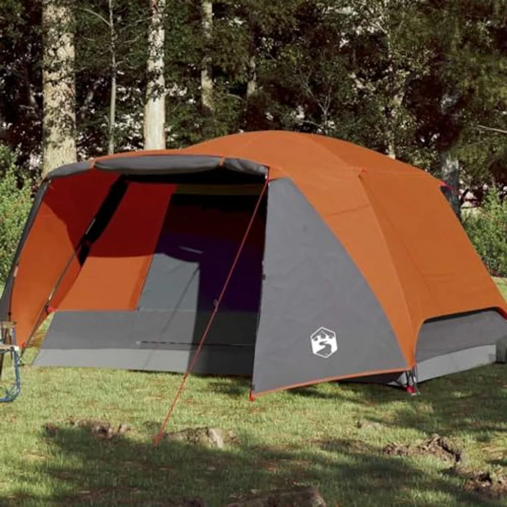 vidaXL Kuppelzelt für 4 Personen, wasserdichtes Campingzelt mit E-Anschluss, orange, 6.80 kg, 350 x 280 x 155 cm – Bild 2