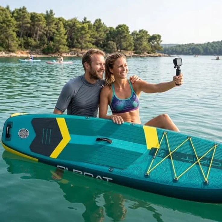 COIL Aufblasbares SUP-Board – Stand Up Komplettset mit Paddel, Pumpe, wasserdichter Handytasche, stabil, 335 cm, 181 kg, Grün – Bild 5