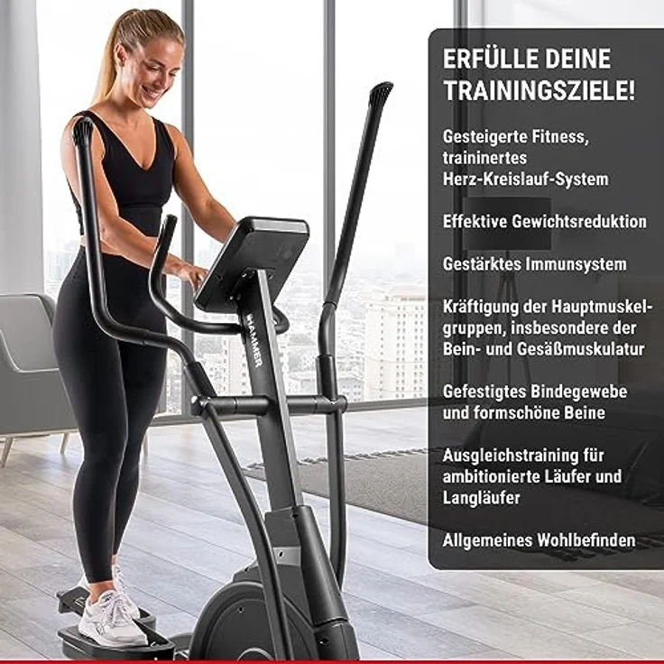 HAMMER Ellipsentrainer SpeedMotion II, 3-fache Steigung, 24 Programme, 18 kg Schwungmasse, Kinomap & Zwift - Preisvergleich – Bild 5