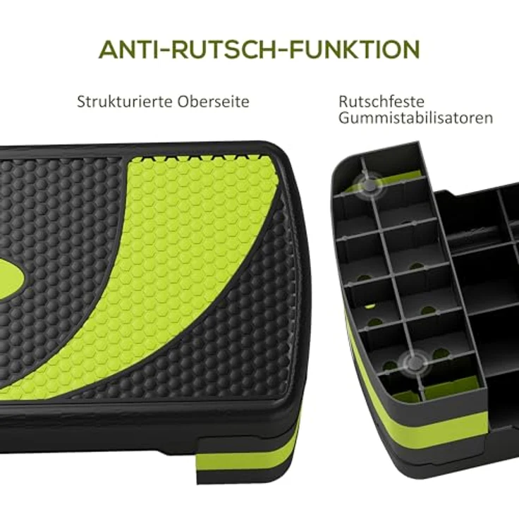 HOMCOM Stepper Aerobic-Stepper höhenverstellbar mit 3 Stufen, Fitness Heimtrainer für Indoor und Outdoor, Schwarz+Grün – Bild 5