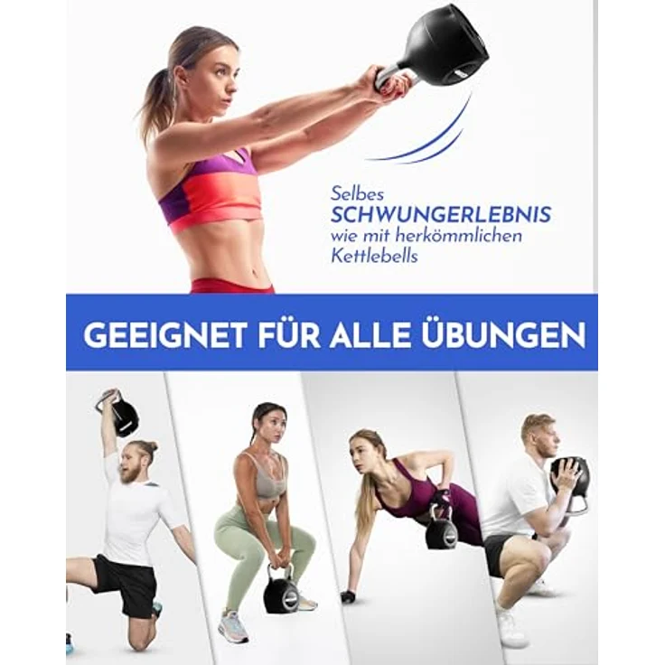 NEOLYMP 7-in-1 Kettlebell Set 1,5-20 kg, verstellbare Kugelhantel mit robustem Edelstahl-Handgriff und Sicherheitsmechanismus – Bild 7