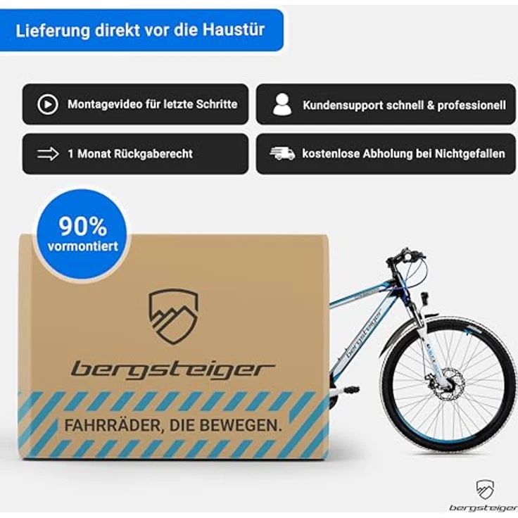 Bergsteiger Canberra 29 Zoll Mountainbike, Aluminium Rahmen, Hardtail MTB mit 21 Gang-Schaltung, Scheibenbremsen, Licht & Schutzblech, Gabel-Federung – Bild 7
