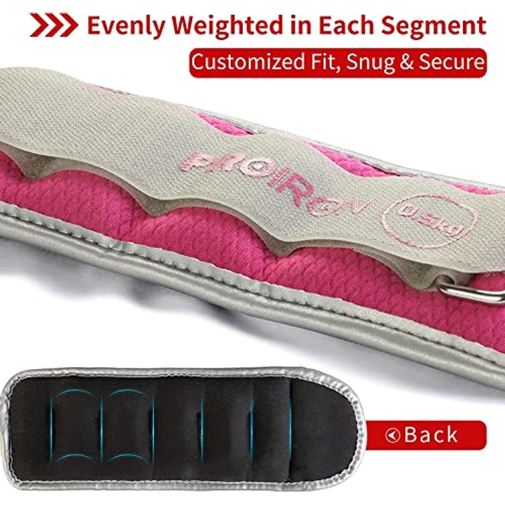 PROIRON Gewichtsmanschetten Fuß, Armgewichte Handgelenkgewichte Set (1 Paar) 0,5kg bis 2kg, Handgewichte, Fußgewichte und Fußgelenkgewichte für Fitness, Bewegung, Laufen, Joggen, Gymnastik – Bild 2