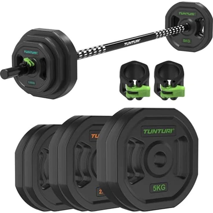 Tunturi Aerobic Pump Gewichtenset 20kg - Hantelset aus Gummi - Inkl. kostenloser Fitness-App