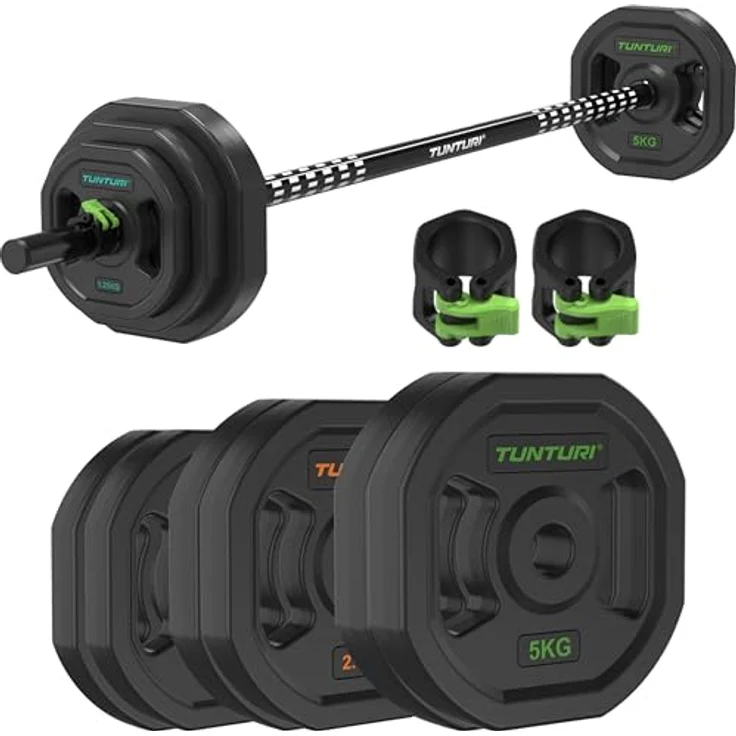 Tunturi Aerobic Pump Gewichtenset 20kg - Hantelset aus Gummi - Inkl. kostenloser Fitness-App – Bild 1