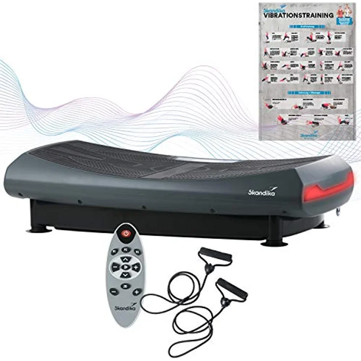 Skandika 4D Vibrationsplatte V2000 Grau | 4D Vibration bis zu 35 Hz, Curved Technology, Bluetooth-Lautsprecher, Fernbedienung, 60 Stufen, 3 + 3 Programme, Oszillierende Vibration | Fettverbrennung – Bild 1