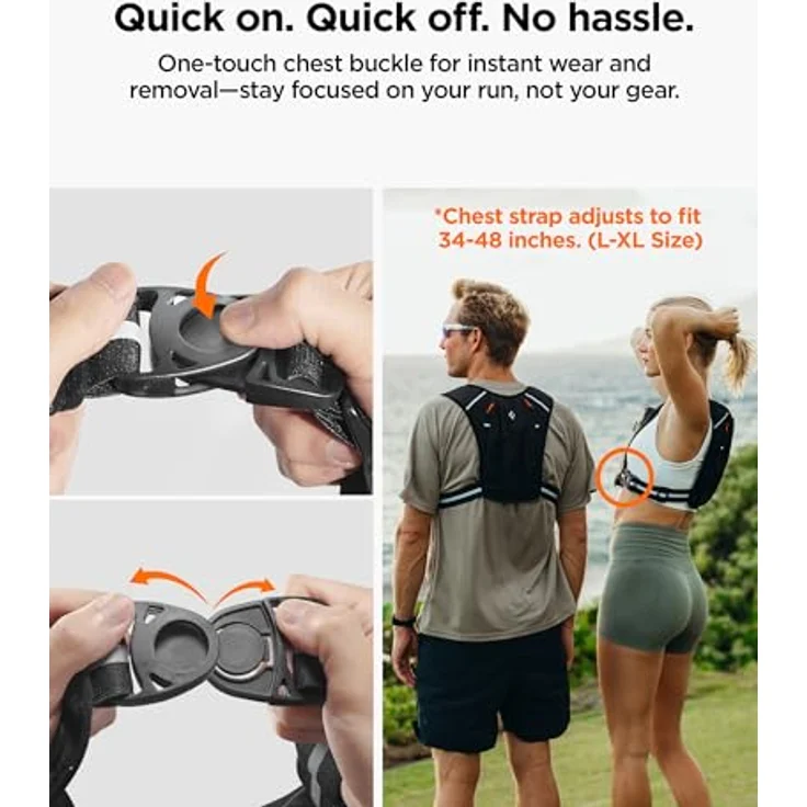 Spigen A720 Dynamic Shield Running Vest, Leichte Laufweste mit praktischem Taschenlayout, L-XL, Schwarz – Bild 3