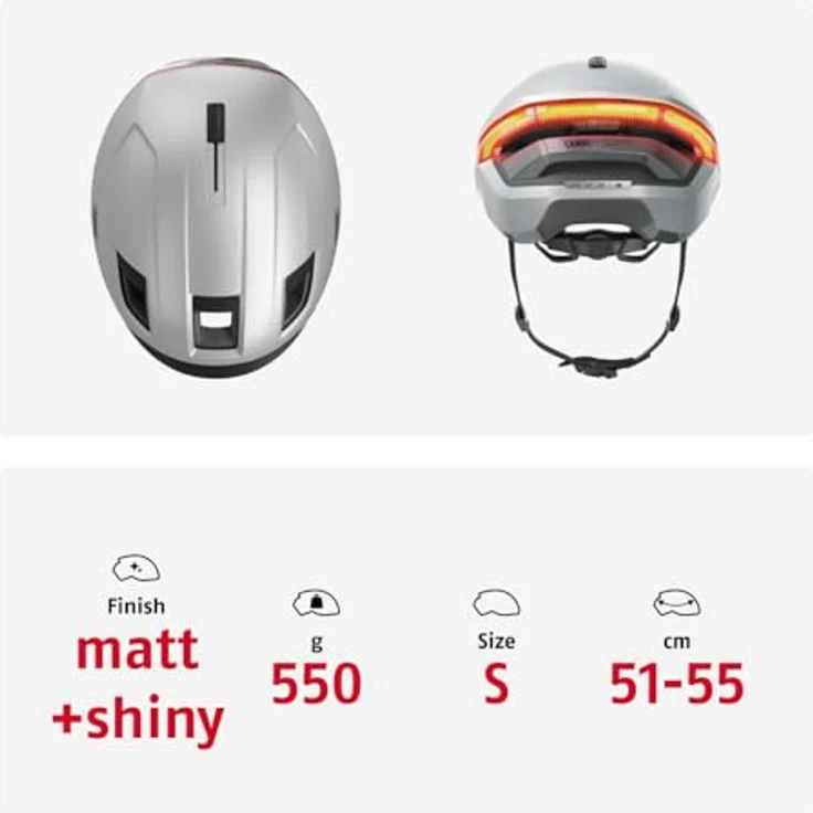 ABUS HYP-E Fahrradhelm, Helm mit Frontlicht, Rücklicht und Blinklicht, ideal für E-Bike und S-Pedelec, für Jugendliche und Erwachsene, ilber, Größe S (51-55 cm) – Bild 5