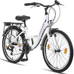 Chillaxx Bike Strada Premium City Bike 24 Zoll Weiß-Purple V-Bremse - Hollandfahrrad mit 21 Gang-Schaltung