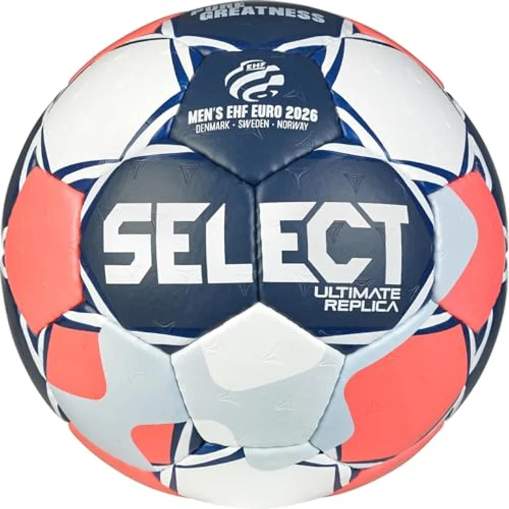 Select Ultimate EHF Euro Men Replica v26 Gr. 0, Handball mit EHF-Zulassung, handgenäht, gute Griffigkeit, weicher Ballkontakt, Null-Flügel-Blase aus Naturlatex – Bild 2