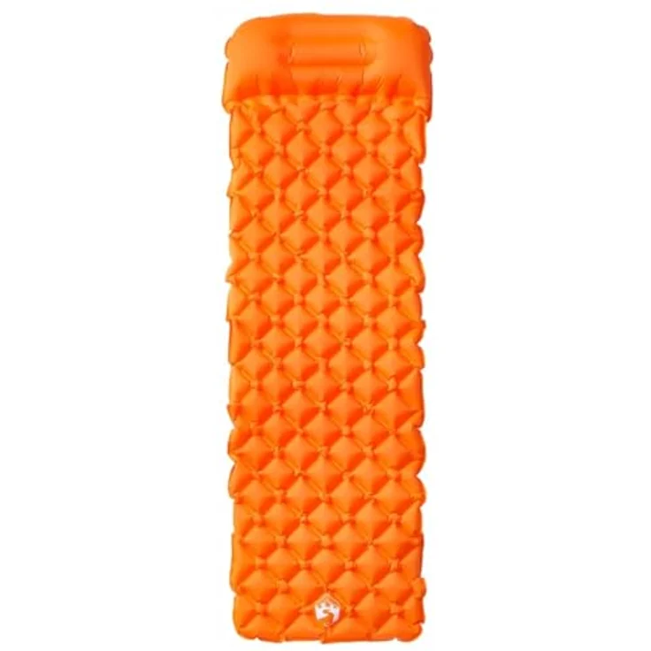 vidaXL Isomatte, Luftmatratze mit Integriertem Kissen Tragetasche, Campingmatte Aufblasbar Tragbar Wasserfest, Schlafmatte, Orange 40D-Nylon – Bild 2