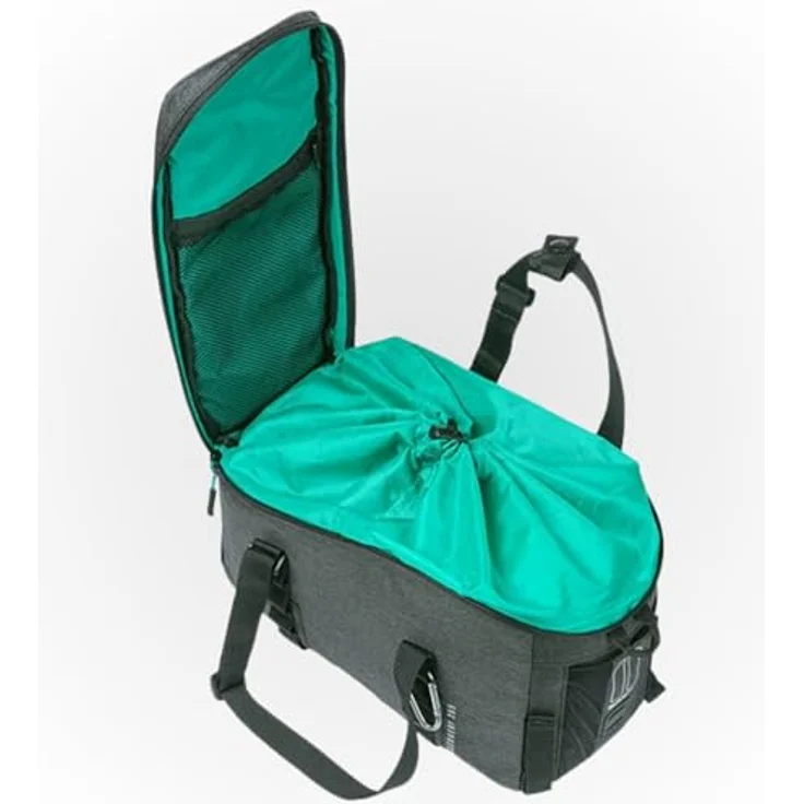 Basil Discovery 365D, Velotasche Gepäckträgertasche, 9 l, schwarz meliert, wasserabweisendes Polyester, inkl. Regenhülle, abnehmbarer Schulterriemen – Bild 6