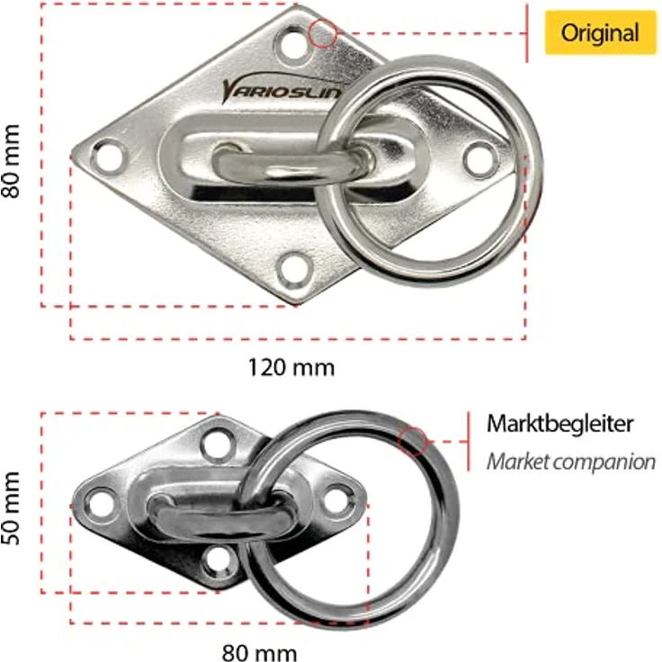 Variosling Robuste Edelstahlhalterung Sling Trainer Box-Sack, Hängematten turnringe Schlingentrainer und vieles mehr (exkl. Schrauben+Dübel) - Preisvergleich – Bild 3