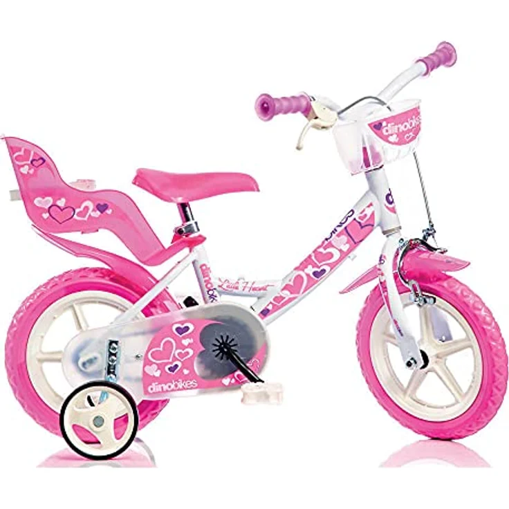 Dino 124RLN-05LH Little Heart, Mädchen - Fahrrad, 12 Zoll, weiß, rosa – Bild 2