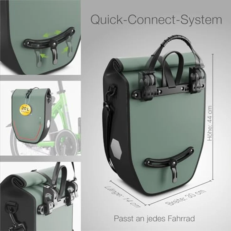 eloneo Fahrradtasche Gepäckträgertasche, wasserdicht mit LED, Kinderfahrradtasche – Bild 9