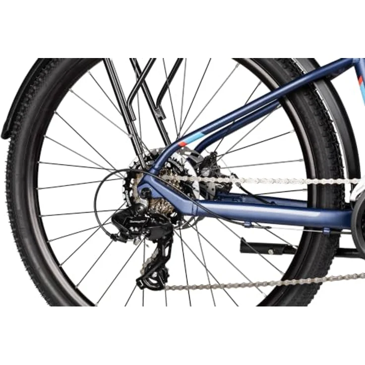 Axess Mountainbike Stipe 26 DX, 14 Gang Shimano Tourney RD-TX801 Kettenschaltung, mechanische Scheibenbremsen, Straßenausstattung, blau – Bild 6
