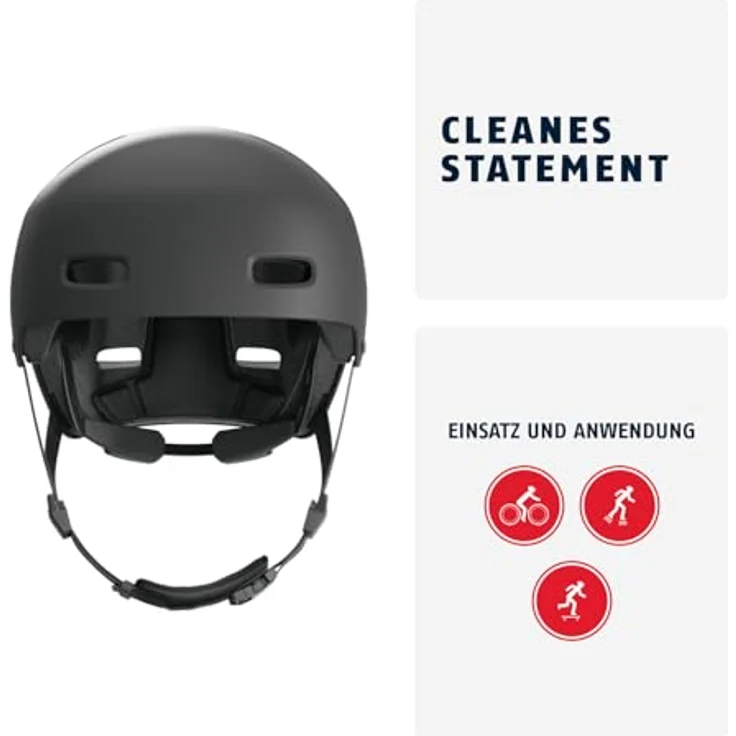 ABUS Fahrradhelm XOXO, Cityhelm im Skater-Look für Skateboard, Fahrrad und Scooter, optimiertes Kinnpolster, Größe M, Schwarz – Bild 2
