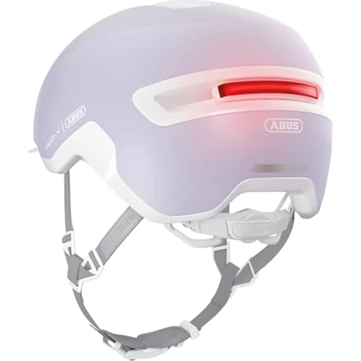 ABUS Urban Helm HUD-Y, Fahrradhelm mit magnetischem, aufladbarem LED-Rücklicht & Magnetverschluss, pure lavender, Größe S – Bild 4