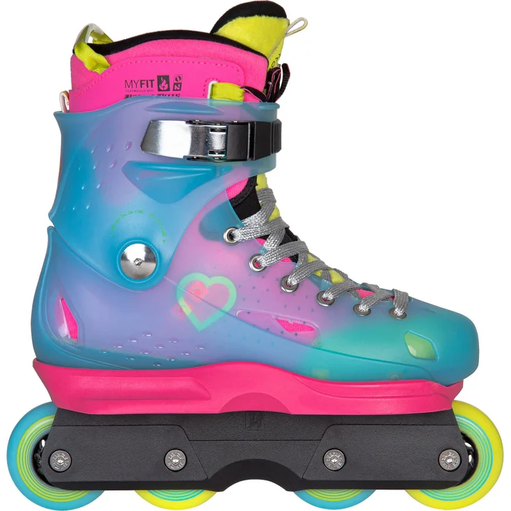 Playlife Fantasy 72 Robbie Pitts, Aggressive Inline Skate für Street, Skatepark und Halfpipe, Damen und Herren, Neonakzente und blaue PU-Schuhe