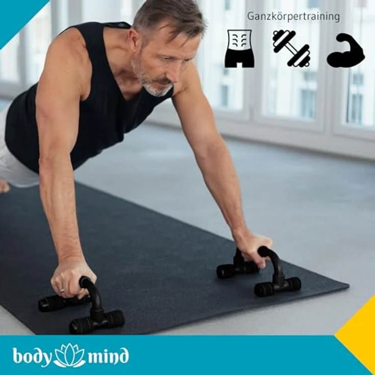 Body & Mind® Push-Up Liegestütz-Griffe, Ergonomische Trainings-Griffe für effizientes Krafttraining, mobil und kompakt, 12 cm Höhe für verbesserte Bewegungstiefe – Bild 4