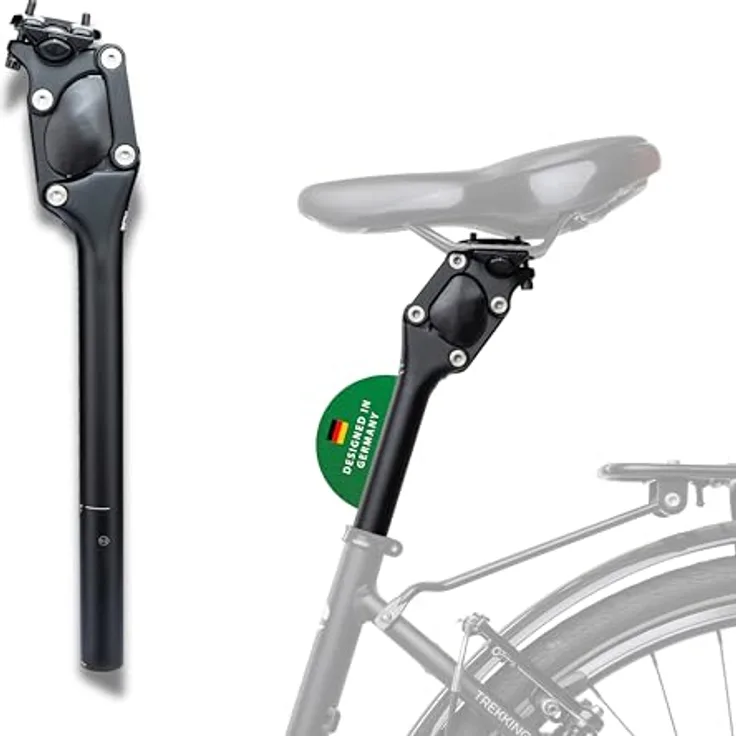 CONTEC Federsattelstütze SP-060 Slim, Parallelogramm, Ø 27,2 mm, 350 mm Länge, 36 mm Federweg, Aluminium, Schwarz für MTB und Tourenfahrrad