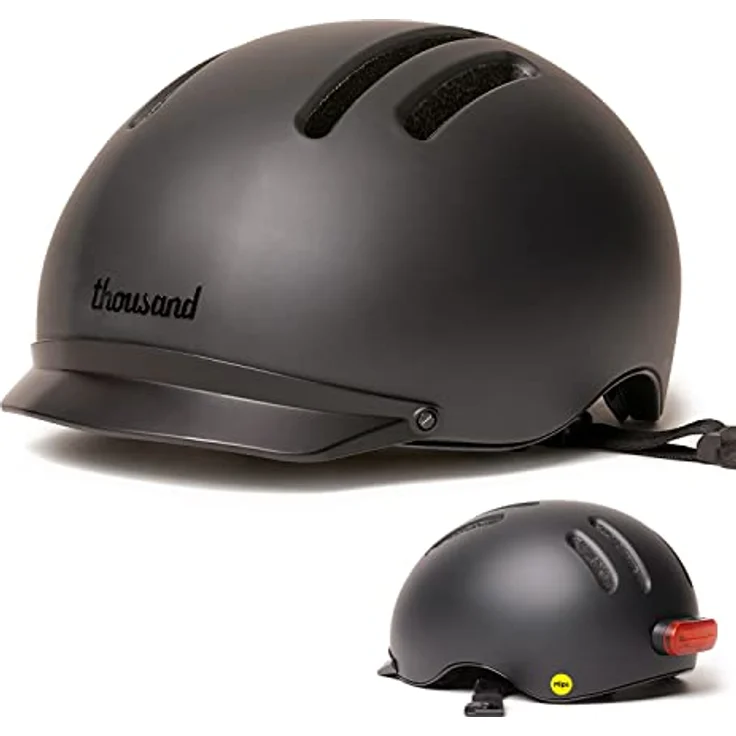 Thousand Chapter Racer Black MIPS Fahrradhelm, Größe L (59-62 cm), mit abnehmbarem Rücklicht und Premium-Visier – Bild 1