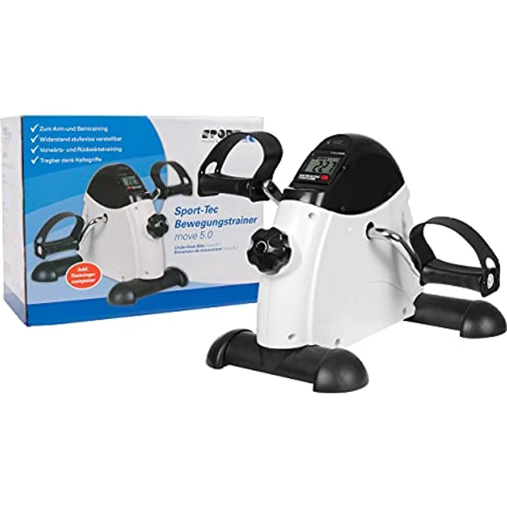 Sport-Tec Arm- und Beintrainer Mini Heimtrainer Trainingsgerät Trimmrad Hometrainer Minibike, verstellbare Pedalschlaufen, integriertes Display, stabile Konstruktion – Bild 1