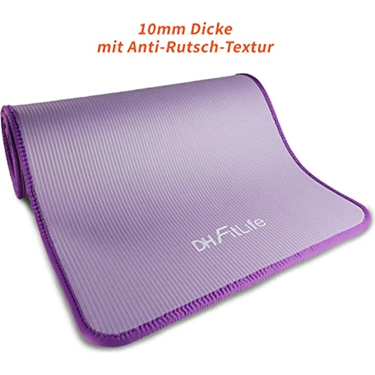 DH FitLife Trainingsmatte Fitnessmatte, Sportmatte 183 * 61 * 1 cm, Gymnastikmatte extra reißfest, Yogamatte rutschfest und dick, Workout Matte (violett) – Bild 3