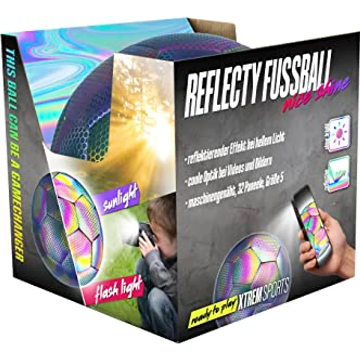 Magni Heimspiel Reflecty Ball, maschinengenähter Fußball mit 32 Paneelen, bunt und foto-reflektierend – Bild 6