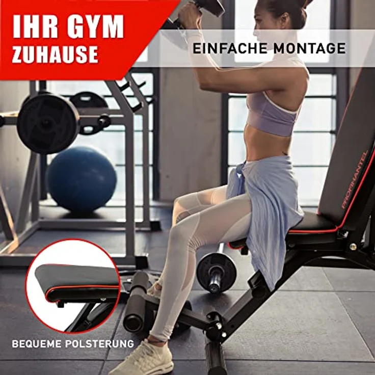 Profihantel | Premium Line Hantelbank – Vielfach verstellbare Schrägbank | Extreme Belastbarkeit 550 kg | 21 Trainingspositionen | Mit Beinhalterung | Inklusive Trainingsratgeber zur Trainingsbank – Bild 5