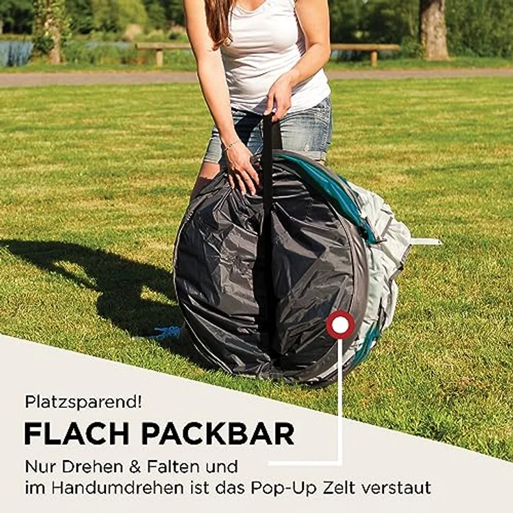 Coleman Fast Pitch Pop Up Zelt Galiano 2, 2 Mann Wurfzelt, wasserdicht WS 2.000mm, 2,3 x 1,35 x 0,9 m, Packmaß Ø 77 cm, 2,5 kg – Bild 3