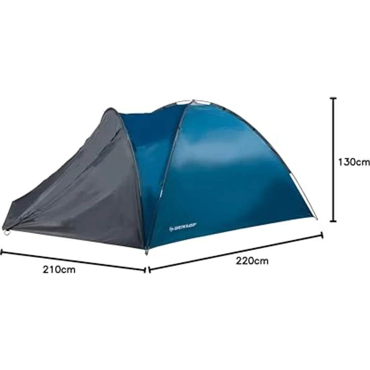 Dunlop Kuppelzelt für 3 Personen, wasserdicht, leicht und robust, 210 x 220 x 130 cm – Bild 4