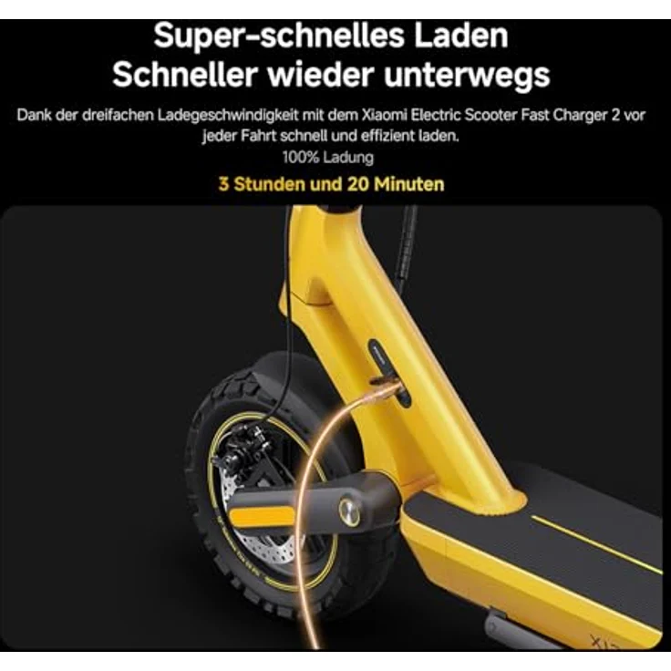 XIAOMI Electric Scooter 6 Ultra E-Roller, 12 Zoll Tubeless, 75 km Reichweite, 1200W, Vollfederung, IPX6, Yellow – Bild 5