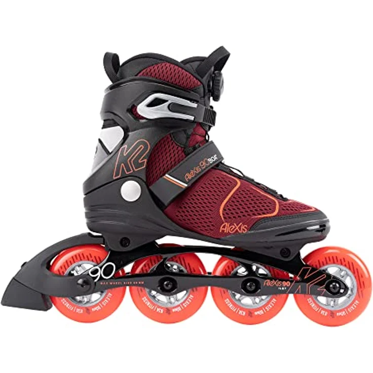 K2 Skates ALEXIS 90 BOA Inline Skates Damen burgund - orange EU 36 - Aluminium Schiene, ILQ 7 Kugellager, BOA™-System – Bild 4