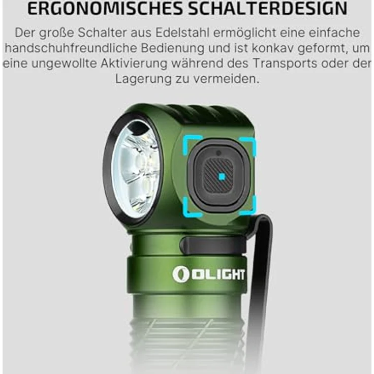 OLIGHT Perun 3, LED Stirnlampe 3000 Lumen, 7 Lichtmodi, Sensor, IP68 wasserdicht, wiederaufladbar, grün – Bild 4