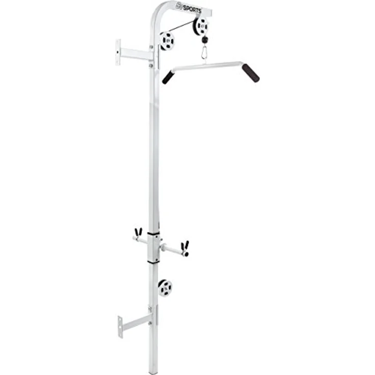ScSPORTS® Latzug zur Wandmontage - inkl. Kabelzug, Latzugstange, Trizepsstange, Federverschlüsse - Latzugturm, Latzugstation, Seilzug, Kabelzugstation, schwarz – Bild 2