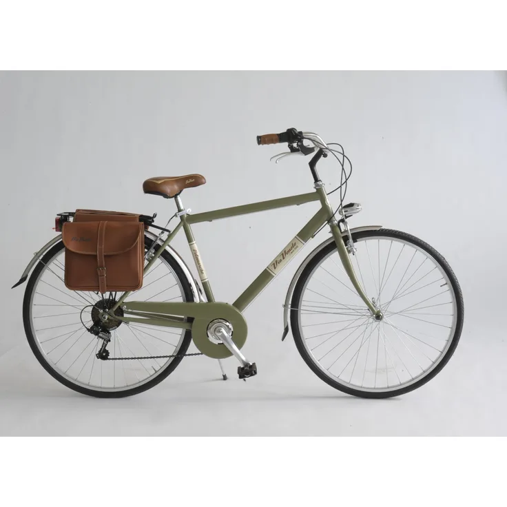 Via Veneto VENICE 605 Man, Cityfahrrad 28 Zoll, Retro Design, grün, LED Beleuchtung, Kettenschaltung, Gepäckträger, Alu V-Bremsen