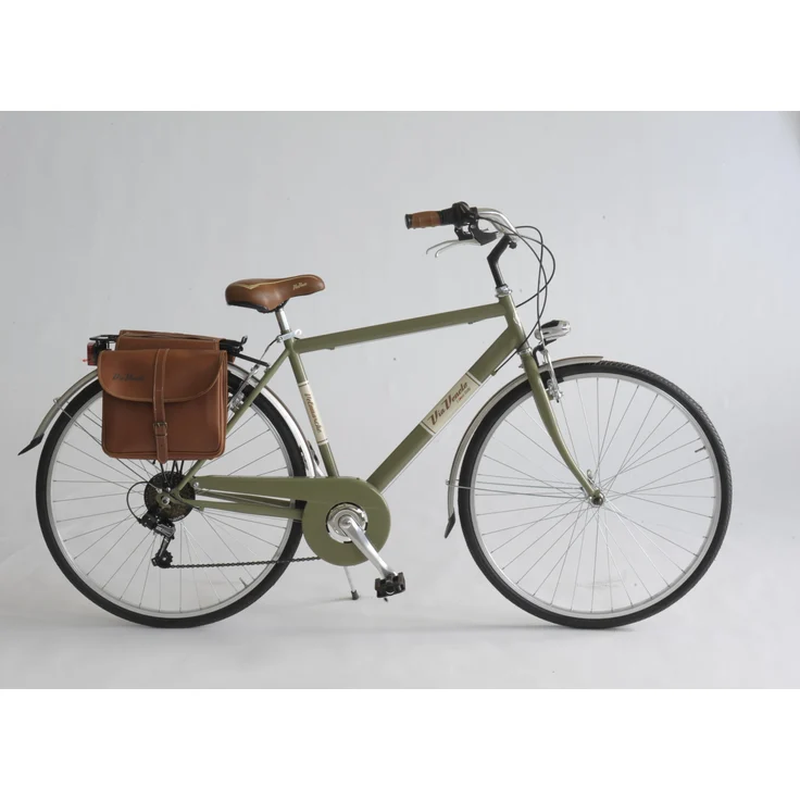 Via Veneto VENICE 605 Man, Cityfahrrad 28 Zoll, Retro Design, grün, LED Beleuchtung, Kettenschaltung, Gepäckträger, Alu V-Bremsen
