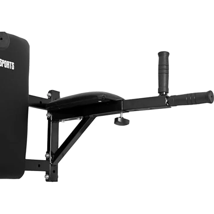 GORILLA SPORTS Trainingsstation Dip Station, Wandmontage - Effektives Oberkörpertraining, Bauchmuskeltrainer, Polsterung, Dips Barren, schwarz – Bild 5