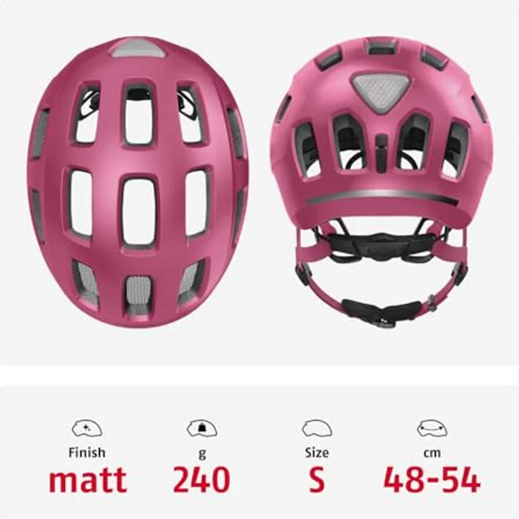 ABUS Youn-I 2.0 Fahrradhelm mit Licht, rot, Größe S für Kinder und Jugendliche, In-Mold-Technologie, optimaler Sitz – Bild 3